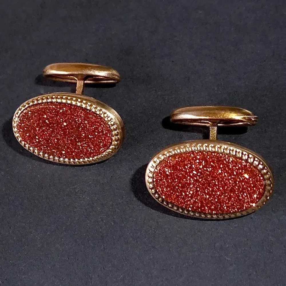 Sparkling Edwardian Goldstone GF Cufflinks - image 5