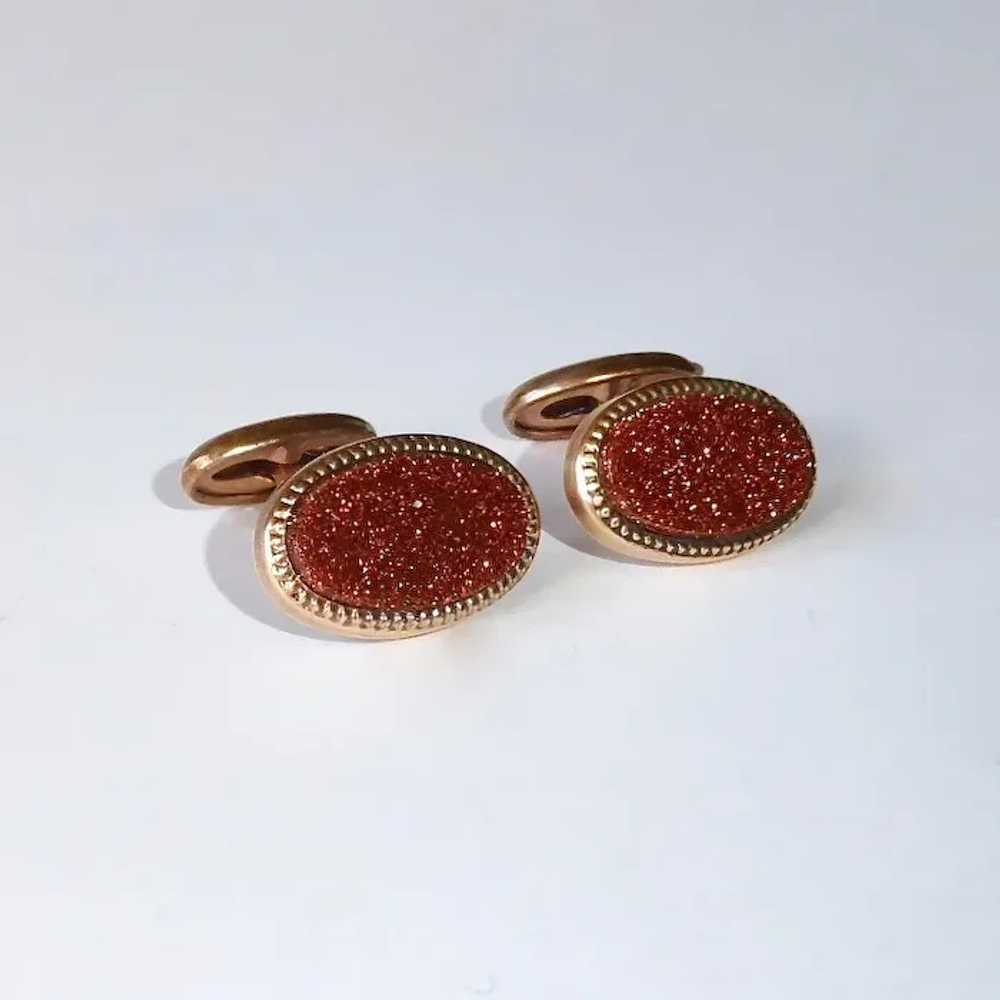 Sparkling Edwardian Goldstone GF Cufflinks - image 6