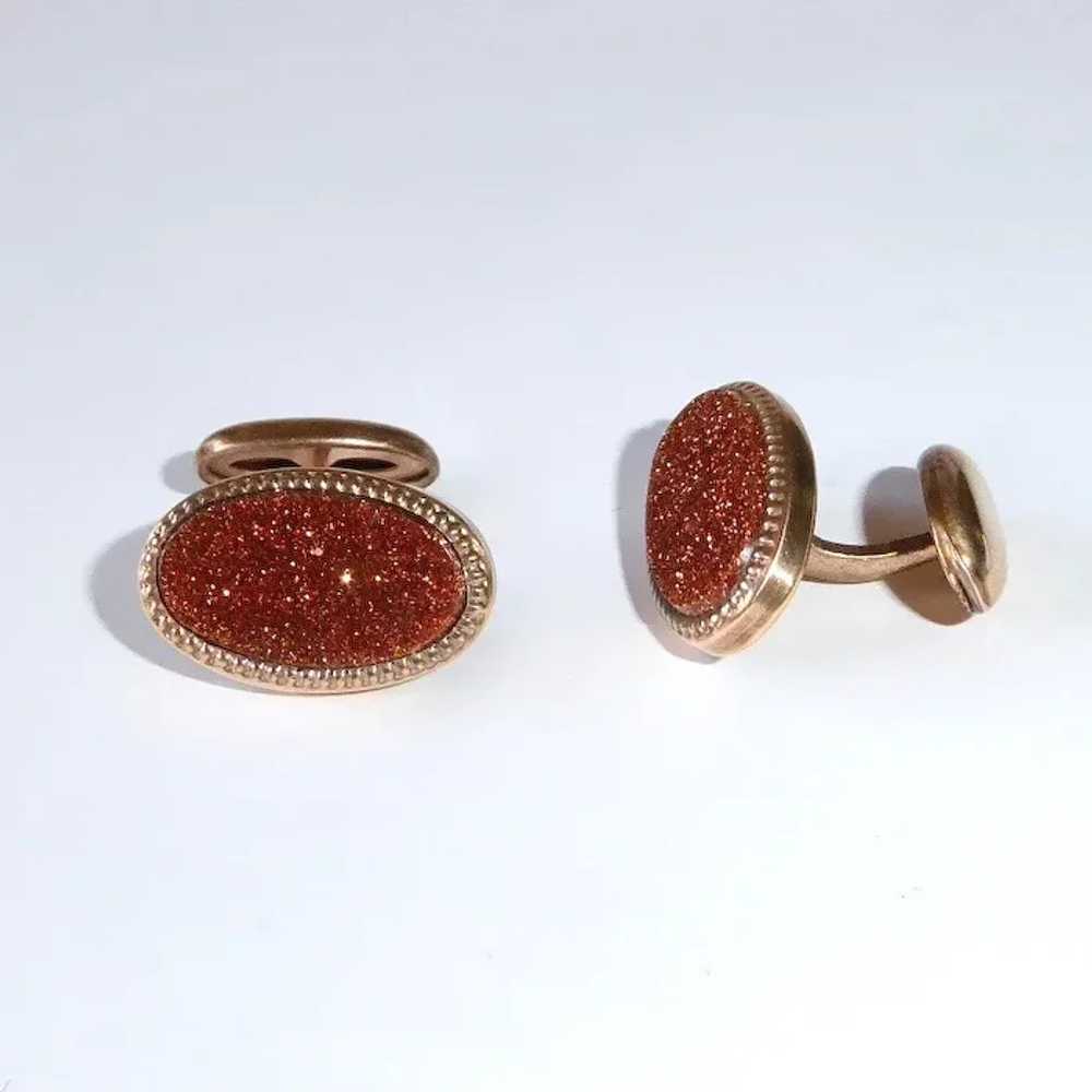 Sparkling Edwardian Goldstone GF Cufflinks - image 8