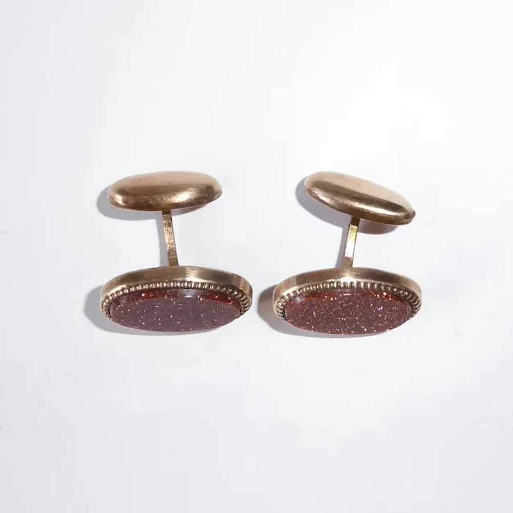 Sparkling Edwardian Goldstone GF Cufflinks - image 9