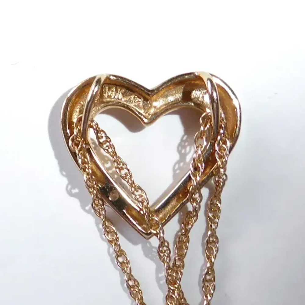 14k Gold Heart Pendant Necklace w Diamond - image 12
