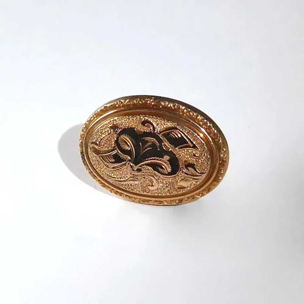 Victorian Rose Gold Filled Hollow Ware Watch Pin - image 12