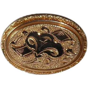 Victorian Rose Gold Filled Hollow Ware Watch Pin - image 1