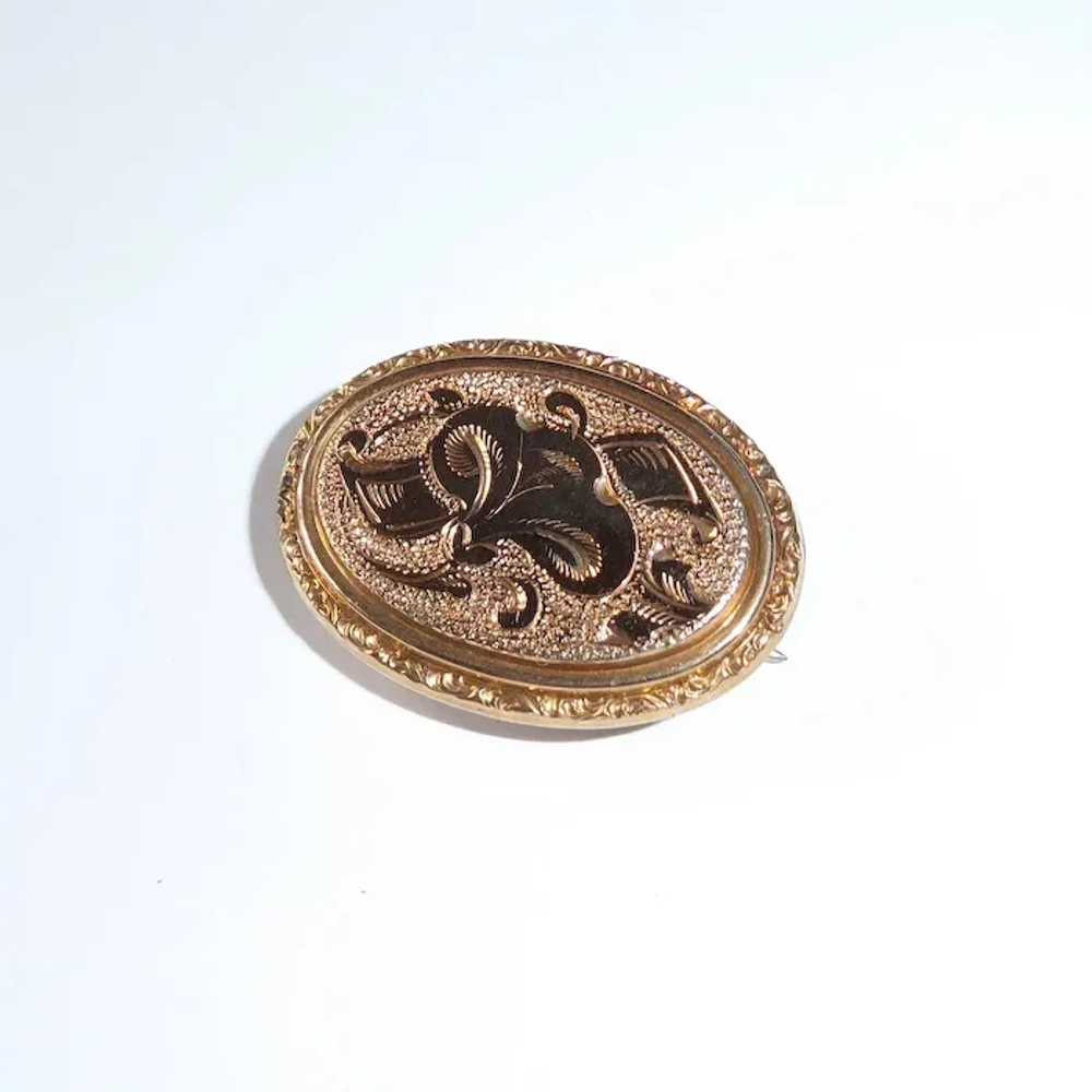 Victorian Rose Gold Filled Hollow Ware Watch Pin - image 2