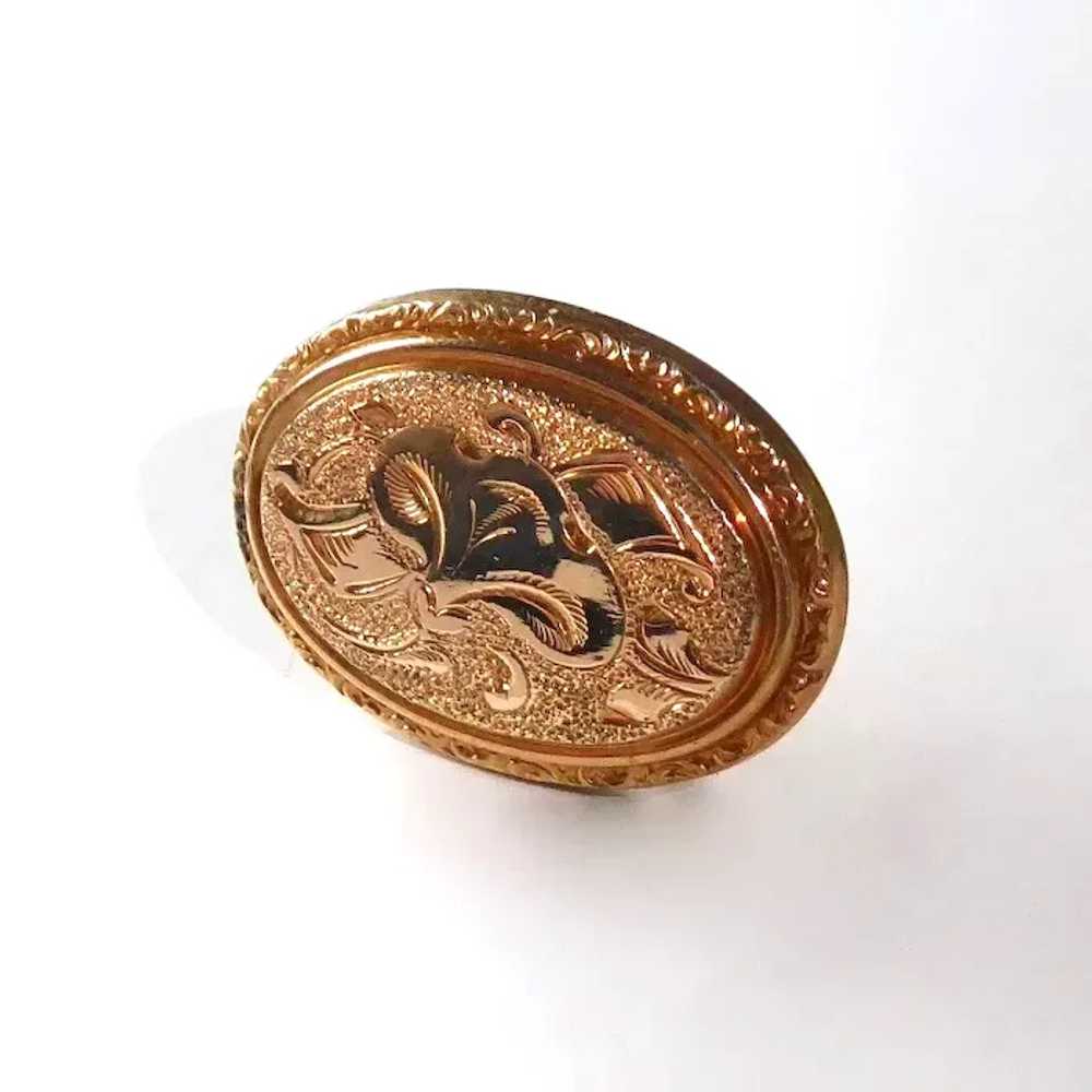 Victorian Rose Gold Filled Hollow Ware Watch Pin - image 5