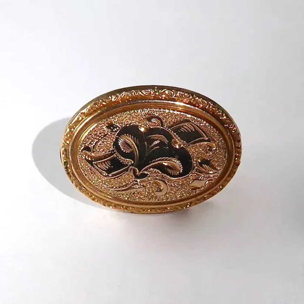 Victorian Rose Gold Filled Hollow Ware Watch Pin - image 6