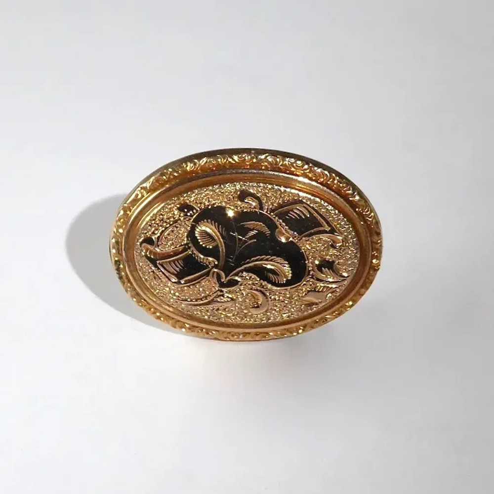 Victorian Rose Gold Filled Hollow Ware Watch Pin - image 7