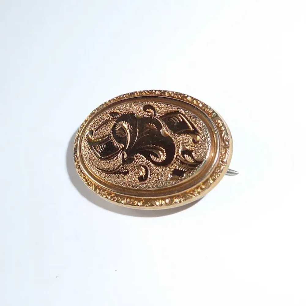 Victorian Rose Gold Filled Hollow Ware Watch Pin - image 8