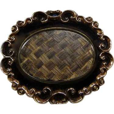 Antique Victorian 10k Enameled Mourning Hair Broo… - image 1