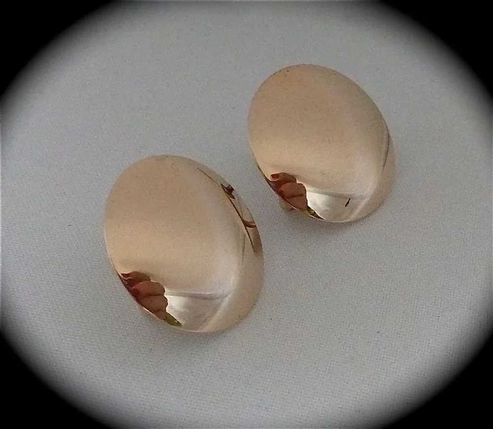 Vintage 10k Yellow Gold Dome Screw Back Earrings - image 2