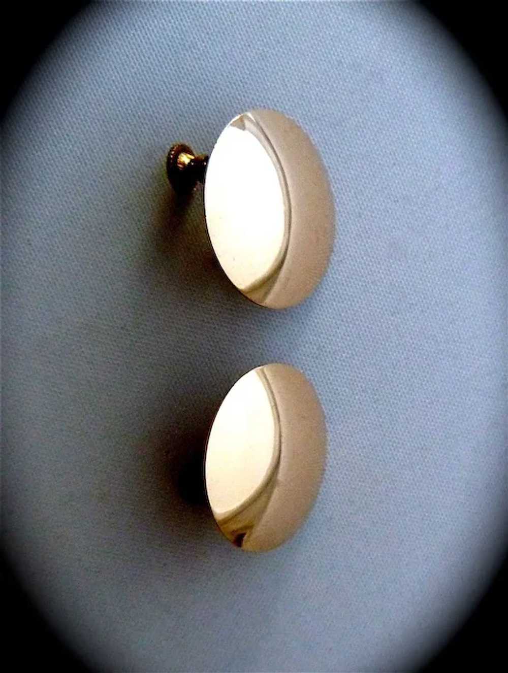 Vintage 10k Yellow Gold Dome Screw Back Earrings - image 3