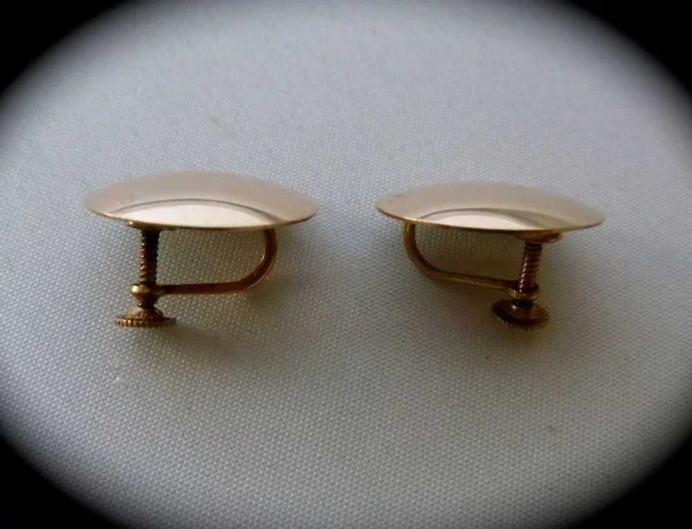 Vintage 10k Yellow Gold Dome Screw Back Earrings - image 4