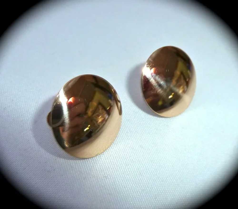 Vintage 10k Yellow Gold Dome Screw Back Earrings - image 5