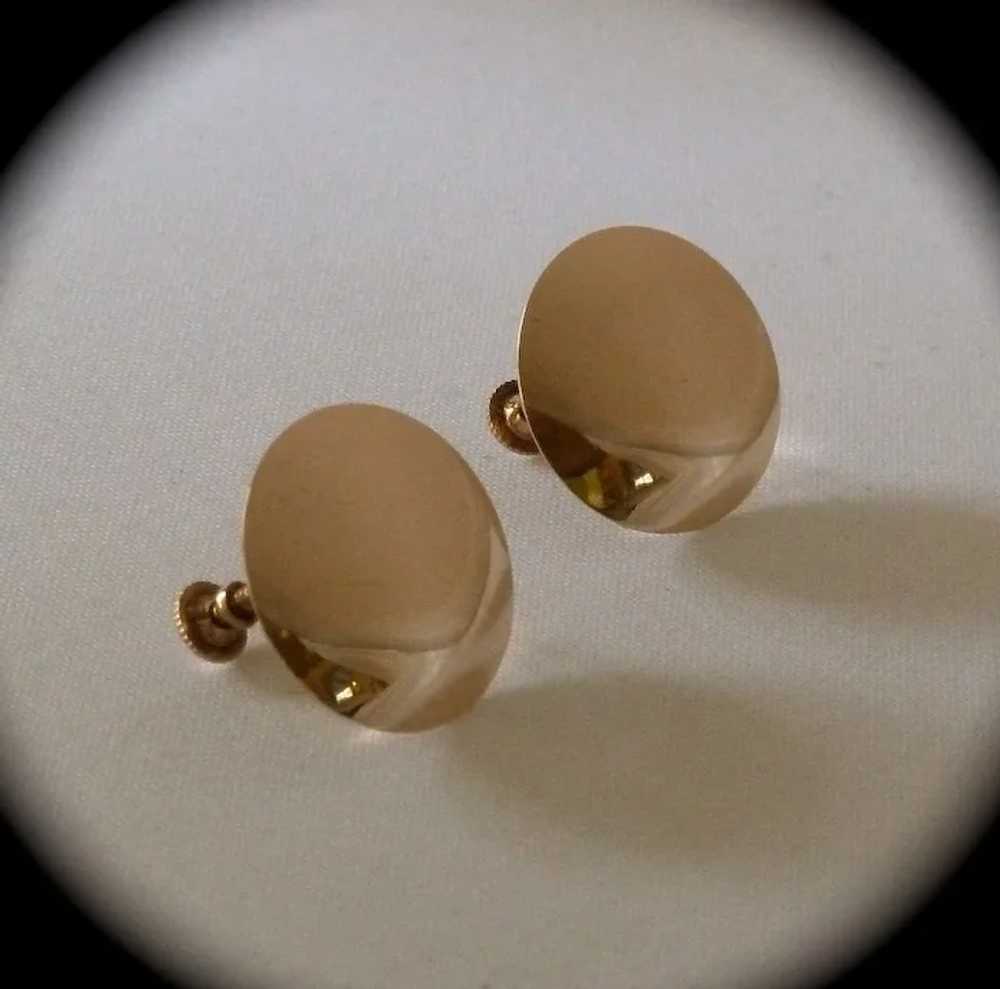Vintage 10k Yellow Gold Dome Screw Back Earrings - image 9