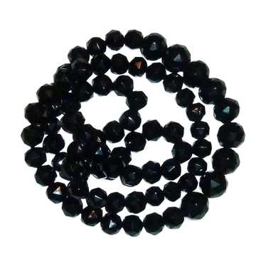 Victorian Long Graduated Black Glass Bead Mournin… - image 1