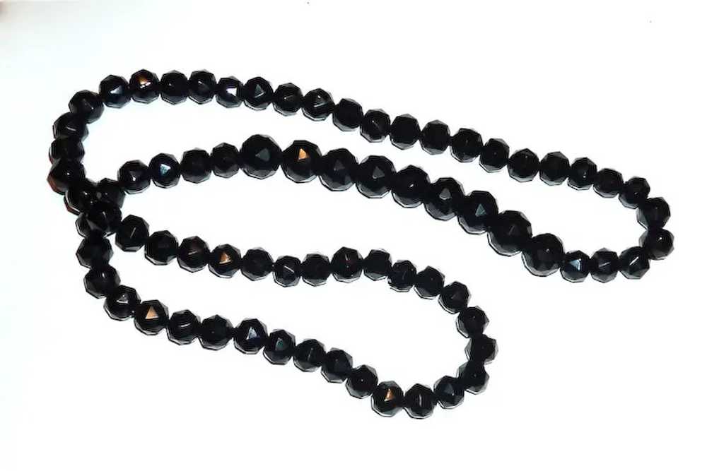 Victorian Long Graduated Black Glass Bead Mournin… - image 2