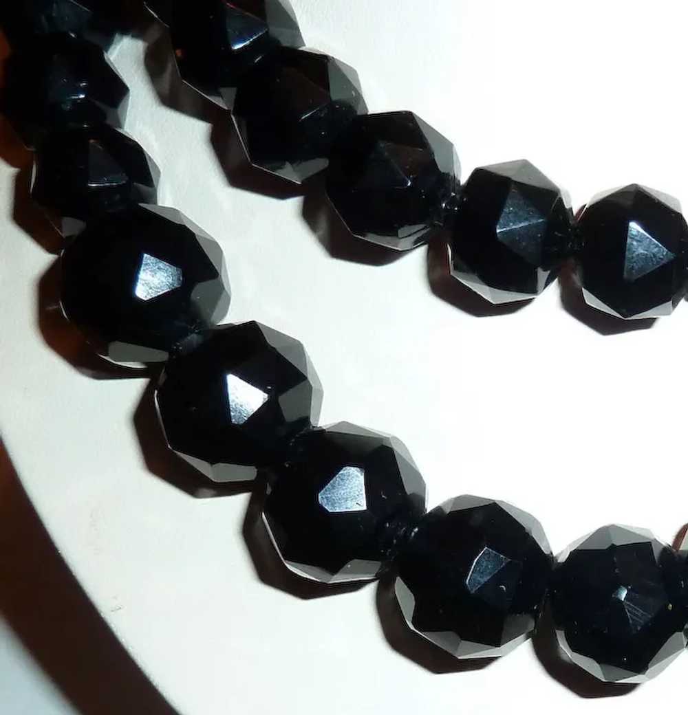 Victorian Long Graduated Black Glass Bead Mournin… - image 3