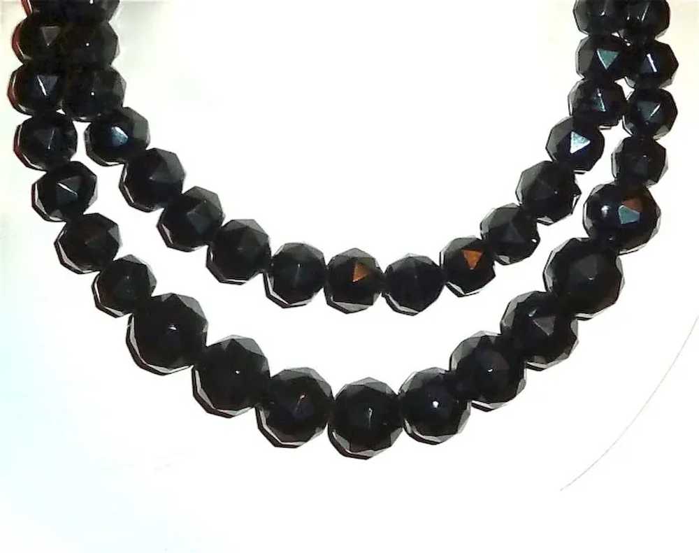 Victorian Long Graduated Black Glass Bead Mournin… - image 5