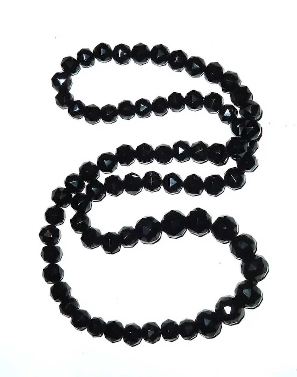 Victorian Long Graduated Black Glass Bead Mournin… - image 6