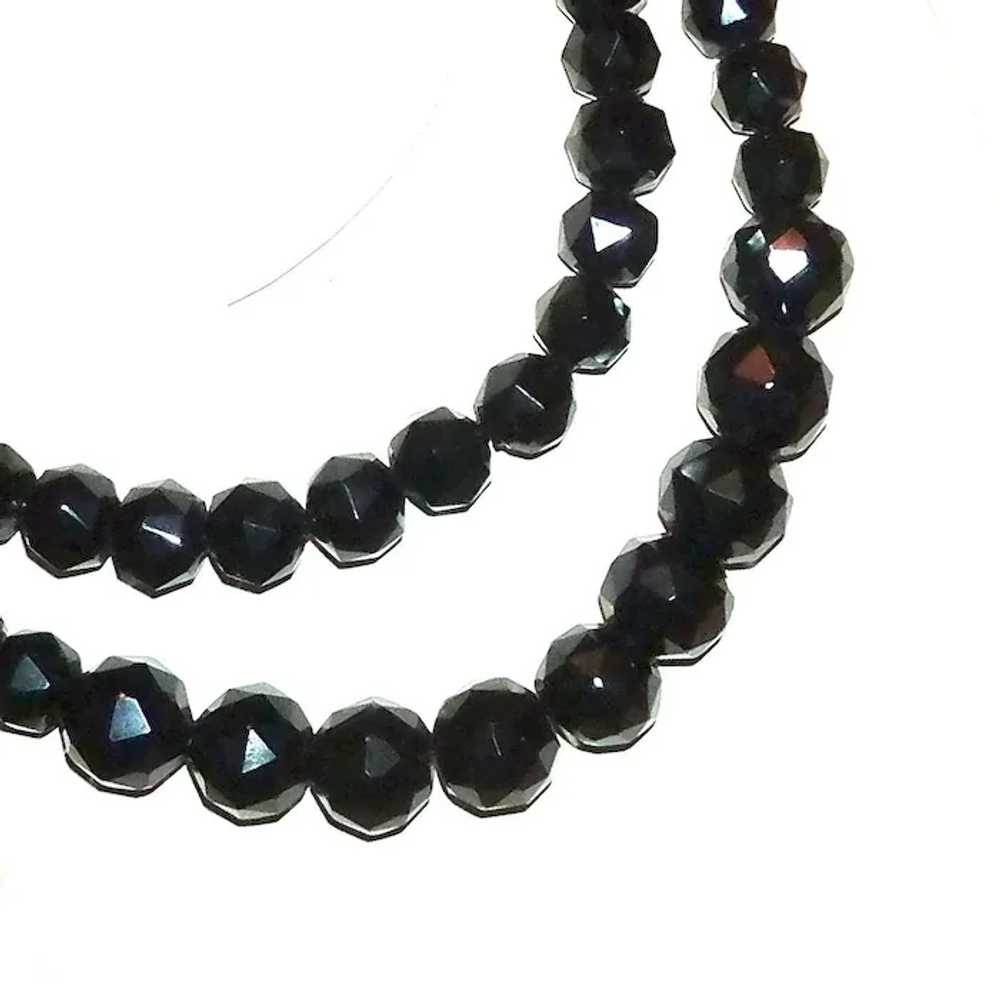 Victorian Long Graduated Black Glass Bead Mournin… - image 7