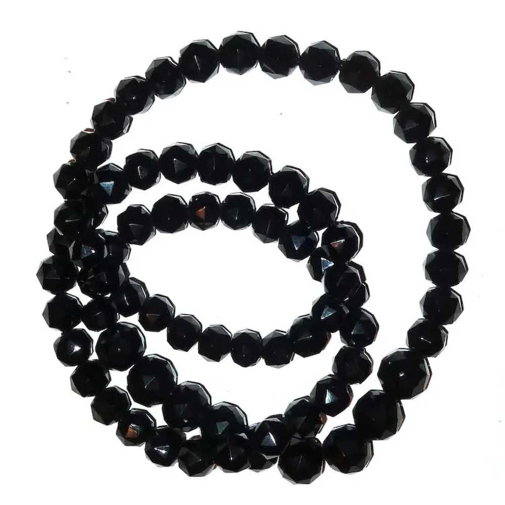 Victorian Long Graduated Black Glass Bead Mournin… - image 8