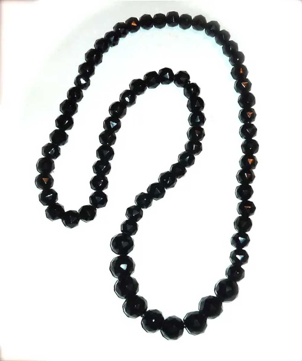 Victorian Long Graduated Black Glass Bead Mournin… - image 9