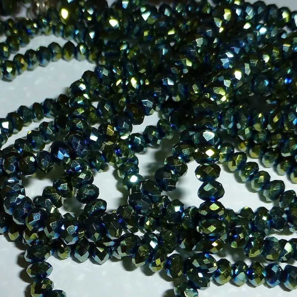 Iridescent Blue-Green Glass Multiple Strand Bead … - image 3