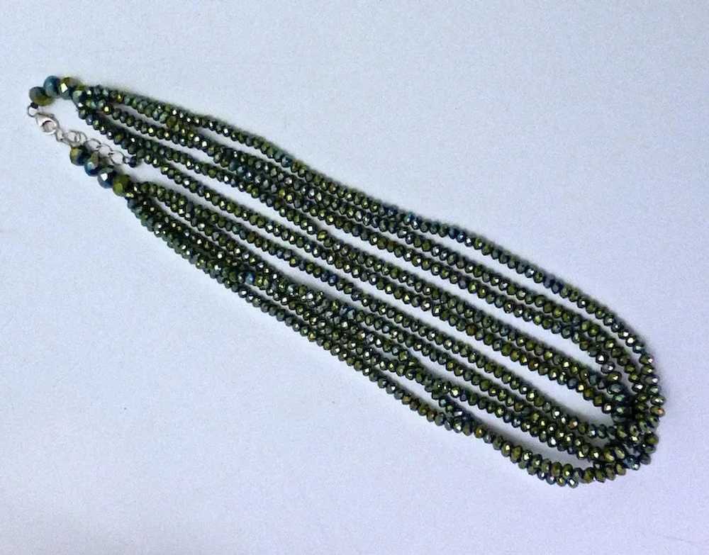 Iridescent Blue-Green Glass Multiple Strand Bead … - image 6