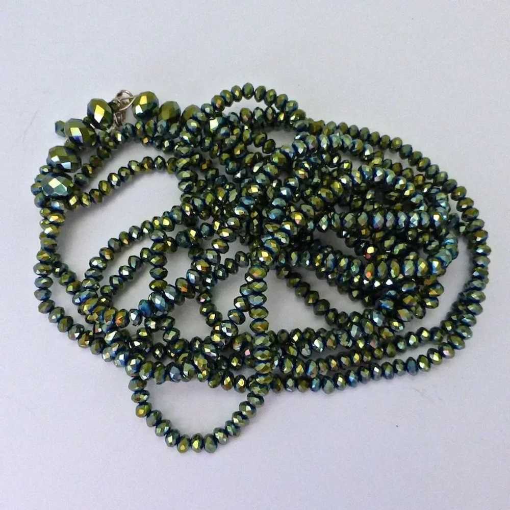 Iridescent Blue-Green Glass Multiple Strand Bead … - image 8