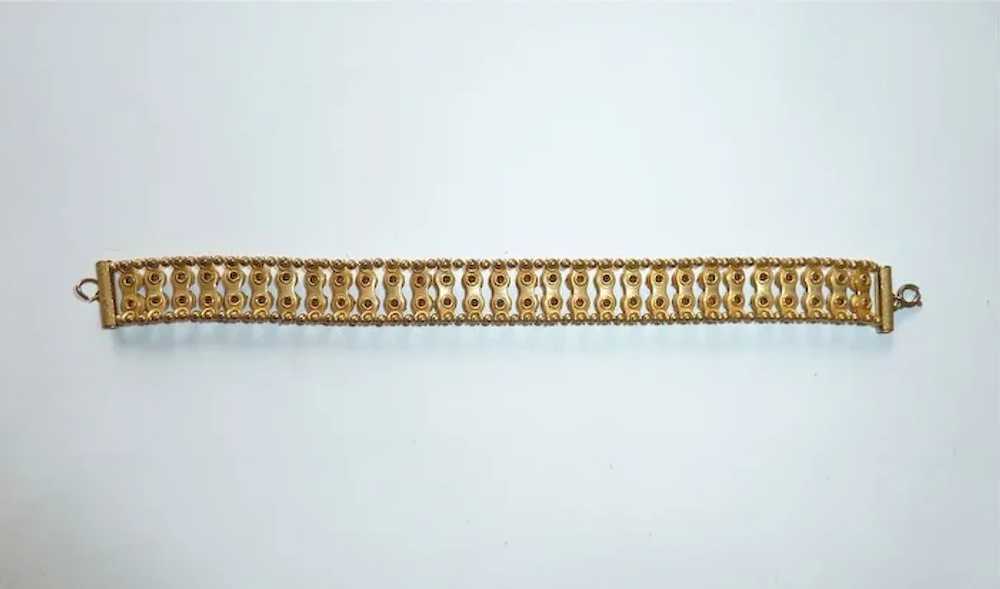 Art Deco Brass Bracelet 2 Row Multi Colored Rhine… - image 7