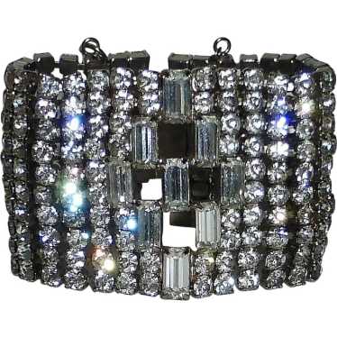 Extra Wide Sparkling Rhinestone Bracelet c1950s