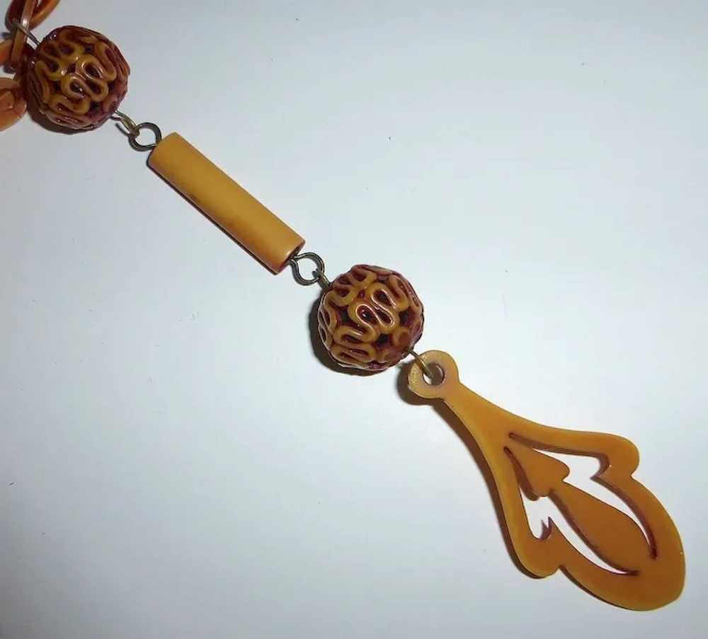 Art Deco Celluloid Long Flapper Drop Necklace - image 2