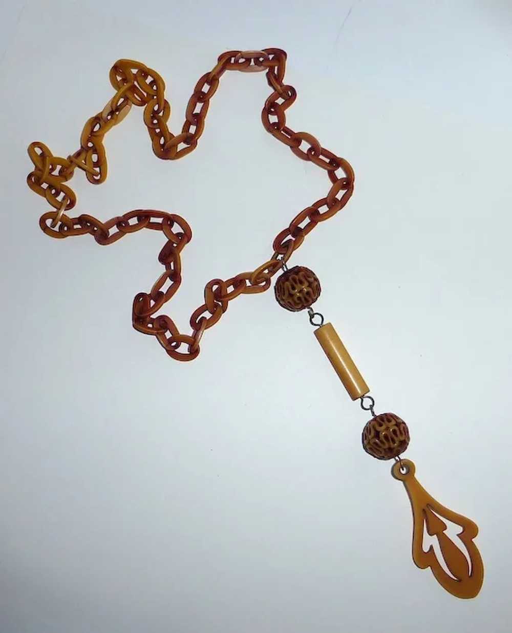 Art Deco Celluloid Long Flapper Drop Necklace - image 7