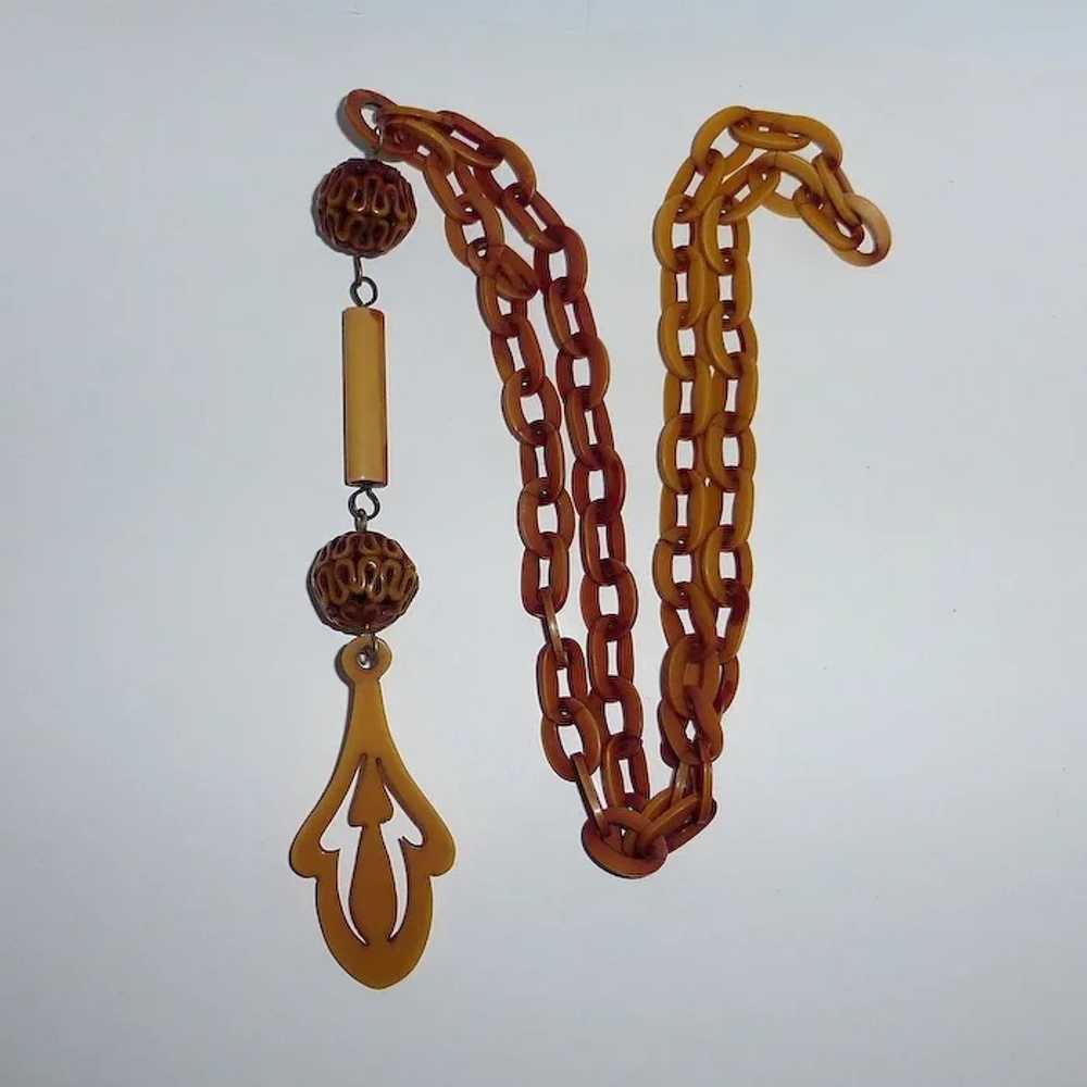 Art Deco Celluloid Long Flapper Drop Necklace - image 8