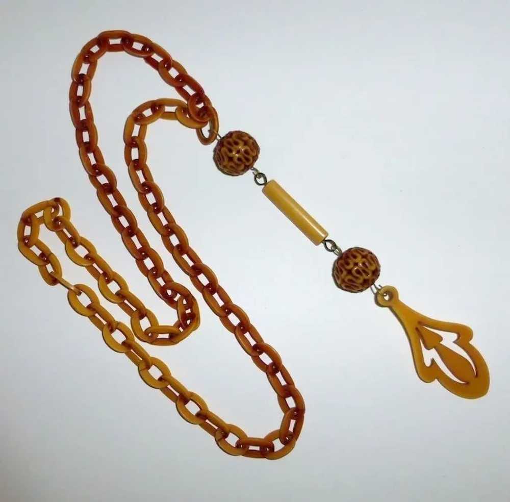 Art Deco Celluloid Long Flapper Drop Necklace - image 9