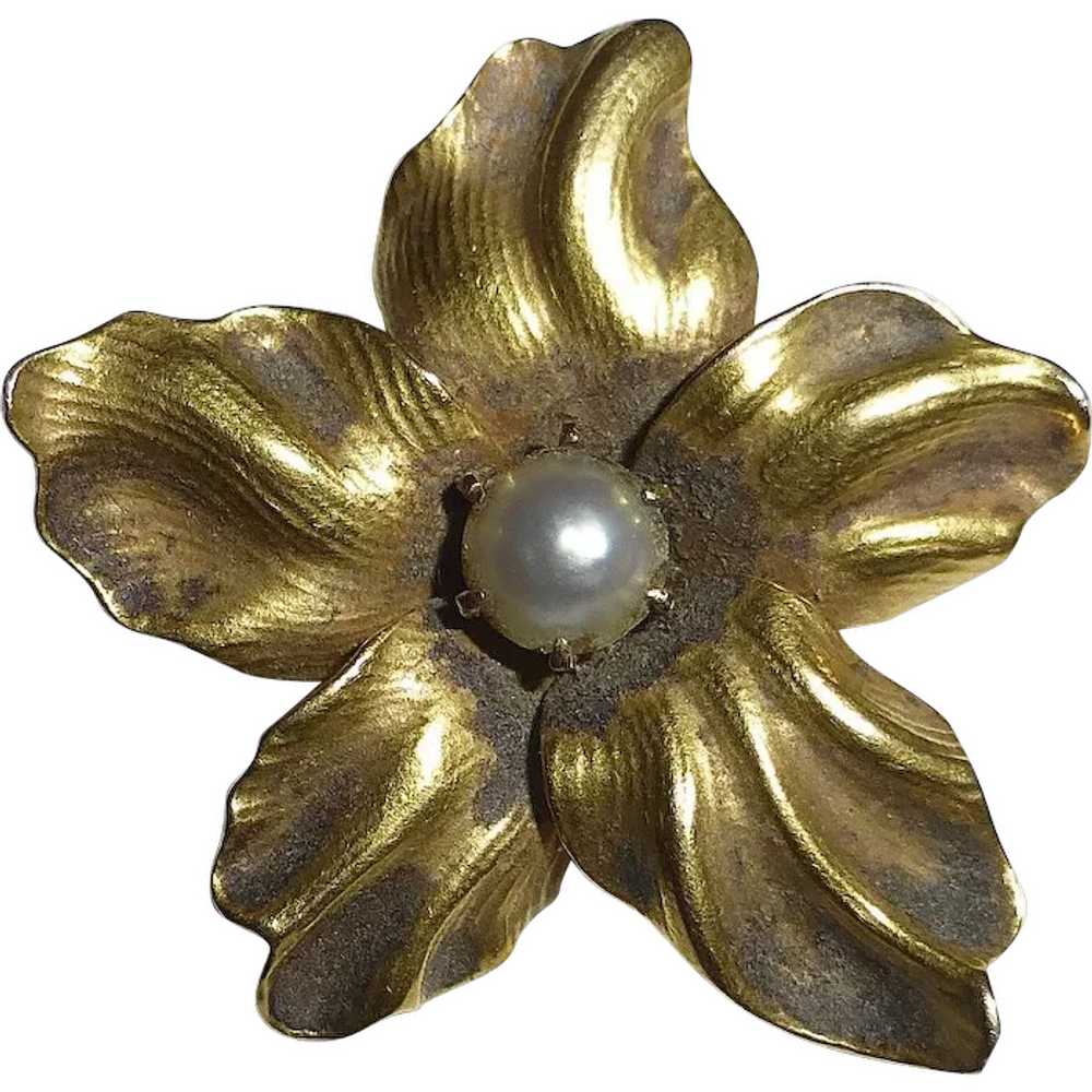 Whiteside & Blank Antique 14k Art Nouveau Flower … - image 1