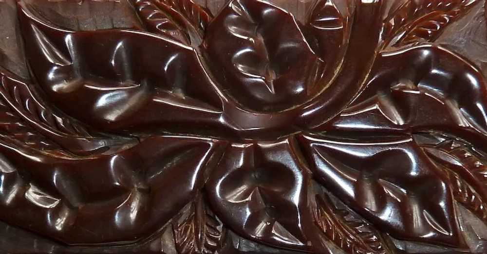 Art Deco Heavily Carved Large Red-Brown Bakelite … - image 3
