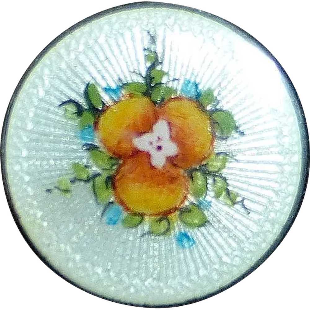 Vintage Sterling Guilloche Enamel Pansy Pin - image 1
