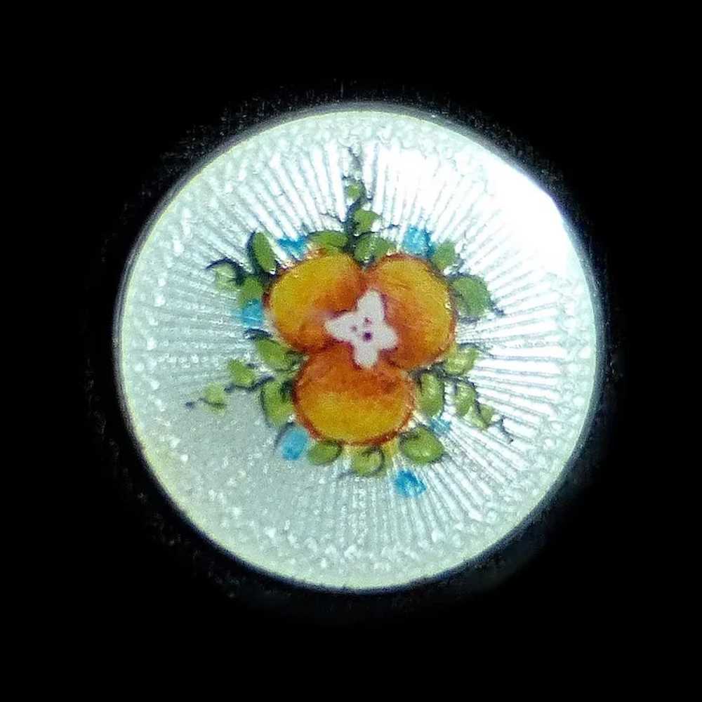 Vintage Sterling Guilloche Enamel Pansy Pin - image 8