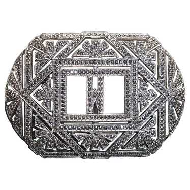 Art Deco Sterling & Marcasite Initial Initial W Pi