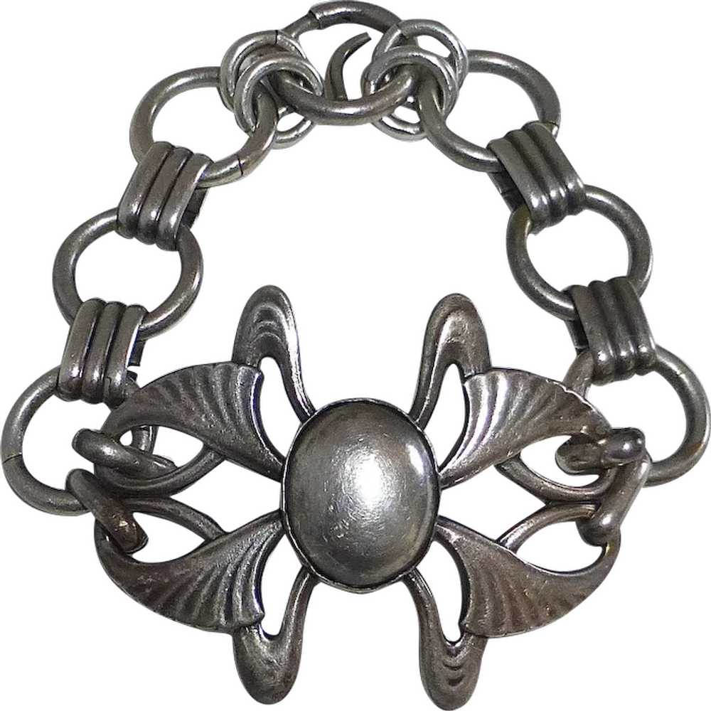 Antique Art Nouveau Sterling Link Bracelet - image 1