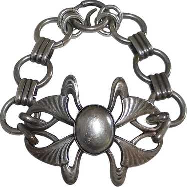 Antique Art Nouveau Sterling Link Bracelet - image 1