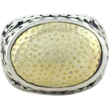 Sterling Silver Large Ring with Gold Plated Cente… - image 1