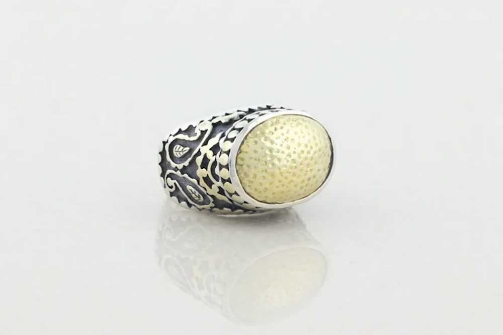 Sterling Silver Large Ring with Gold Plated Cente… - image 5