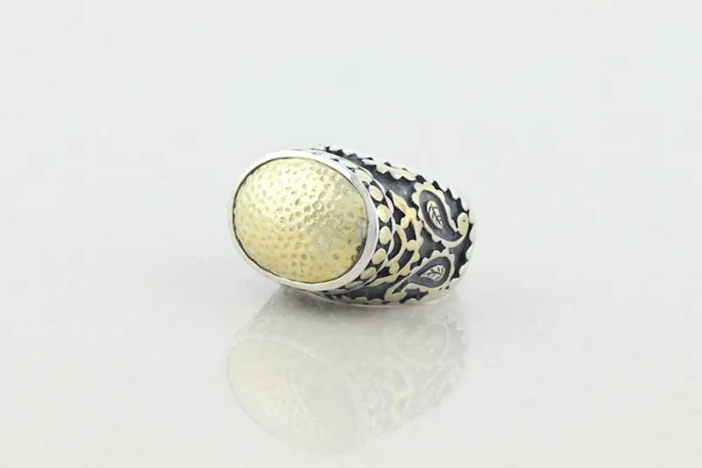 Sterling Silver Large Ring with Gold Plated Cente… - image 6