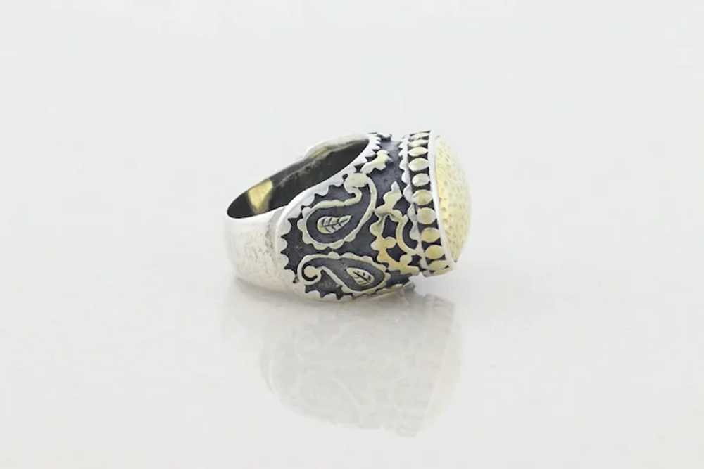 Sterling Silver Large Ring with Gold Plated Cente… - image 7