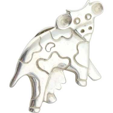 Sterling Silver Cow Pin Brooch