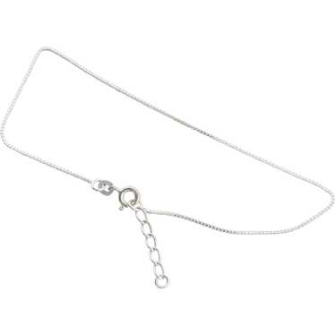 Sterling Silver Box Chain Anklet 9" inch to 10 inc