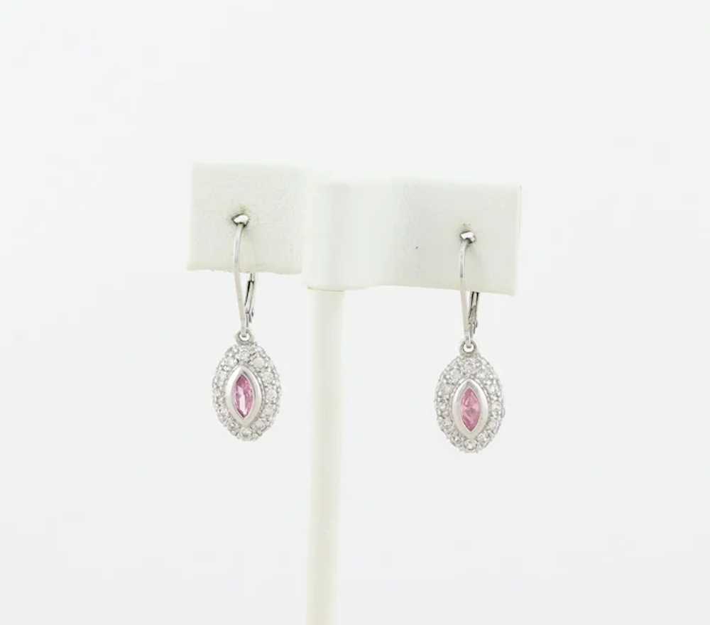 Sterling Silver Pink and White CZ Earrings Dangle… - image 6