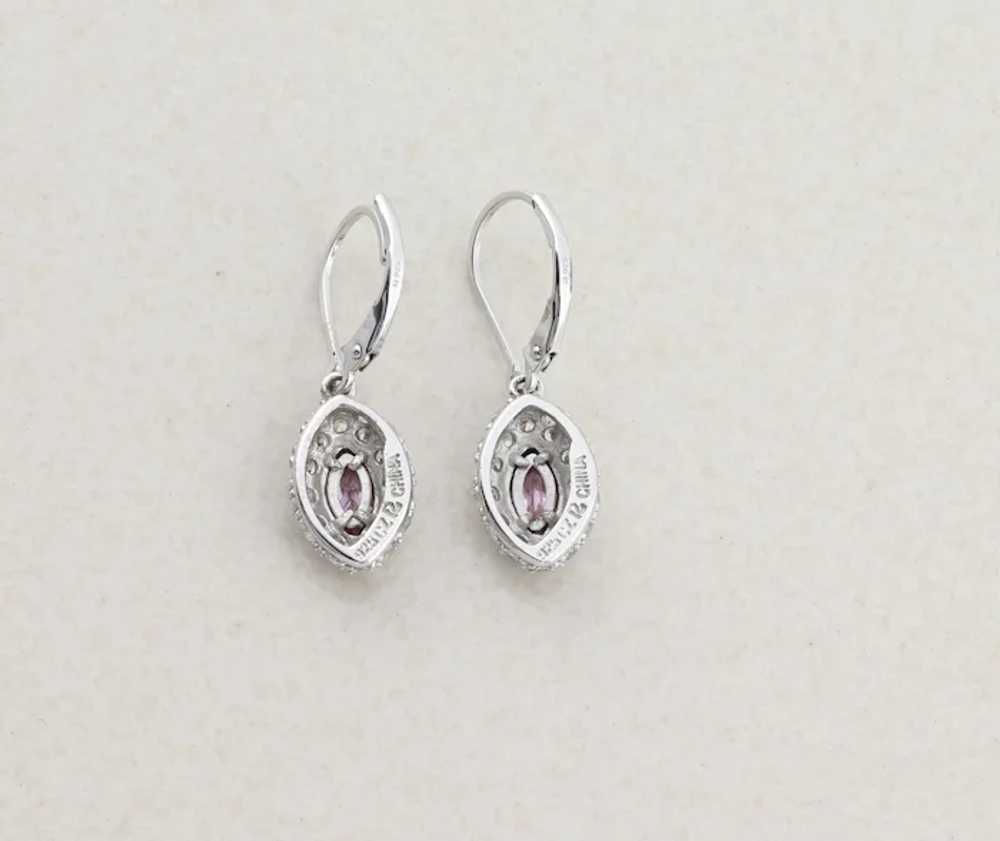 Sterling Silver Pink and White CZ Earrings Dangle… - image 7